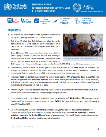 World Health Organization (WHO) Situation Report Gaza